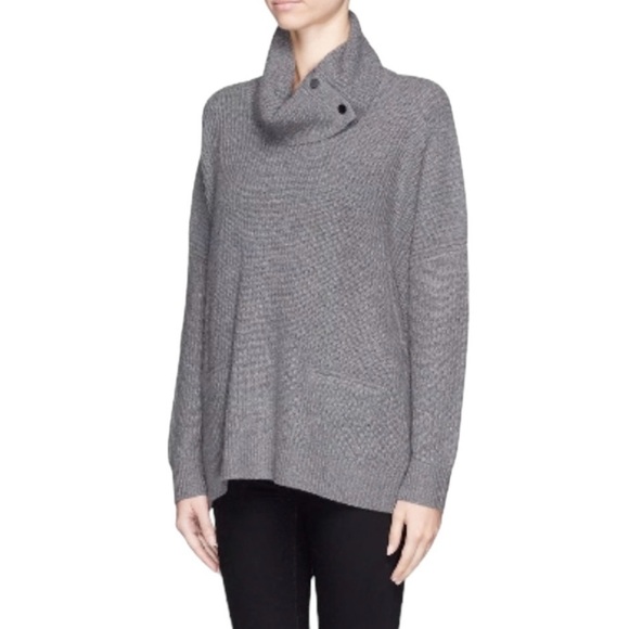 Vince Wool and Yak Turtleneck Sweater with Pockets in Grey Women’s Size Small - Picture 4 of 13